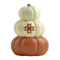 216-13095 Stacked 3 pumpkins w/quilt pattern