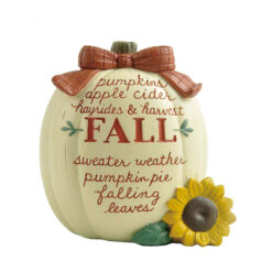 216-13099 "PUMPKINS APPLE CIDER HAYRIDES" PUMPKIN WITH BOW