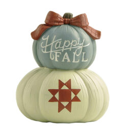 216-13100 Stacked 2 pumpkins w bow- HAPPY FALL
