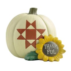 216-13103 Pumpkin w/quilt pattern & sunflower