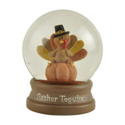 216-13174 Turkey on pumpkin snow globe 80mm