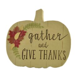 216-13294	Pumpkin plaque GIVE- THANKS w/ black easel