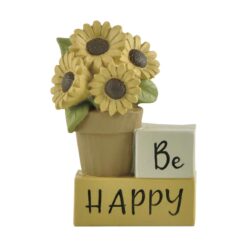 216-13295	Sunflower pot on block-BE HAPPY