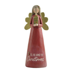 218-12921"I'LL BE HOME FOR CHRISTMAS" ANGEL WITH GOLD WINGS
