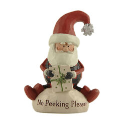 218-13117 "NO PEEKING PLEASE" SANTA WITH PRESENT