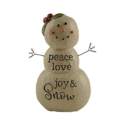 218-13125 "PEACE LOVE JOY & SNOW" SNOWMAN WITH LIGHTS
