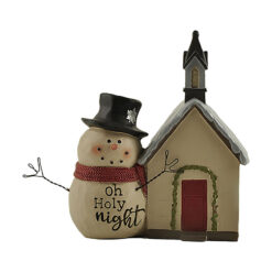 218-13147	Fat snowman w/church LED fairy llight