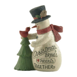 218-13196 "CHRISTMAS BRINGS HEARTS TOGETHER" SNOWMAN WITH TREE