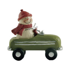 218-13318 Snowman in green toy car