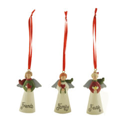 218-50081 SET OF 3 "FAITH/FAMILY/FRIENDS" ANGEL ORNAMENTS