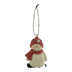 218-50090 SNOWWOMAN ORNAMENT WITH RED HAT AND SCARF