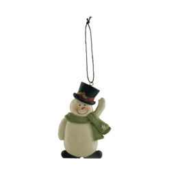218-50091 SNOWMAN ORNAMENT WITH TOP HAT AND RED SCARF