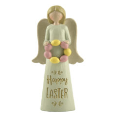 211-12986 Easter angel holding egg wreath