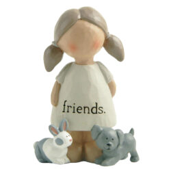 211-13213 Girl angel w/rabbit & dog-friends