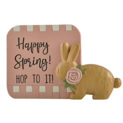 221-13363 Checked plaque w/bunny