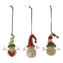 218-50065 S/3  snowmen w/snowflake ornament