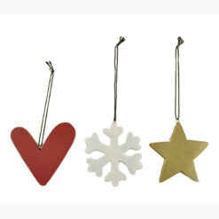 218-50066 S/3 gold snowflake star heart ornament