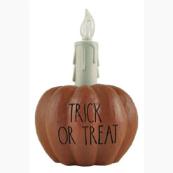 226-13447 Pumpkin w LED candle-TRICK OR TREAT
