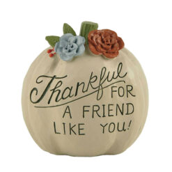 226-13470 THANKFUL FOR A FRIEND WHITE PUMPKIN FIGURINE