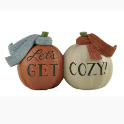 226-13476 Two pumpkins with scarves-Let's GET COZY!