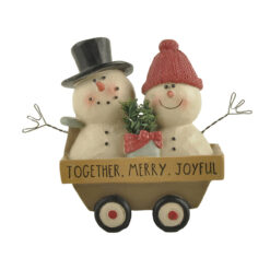 228-13412 Two snowmen on wood wagon