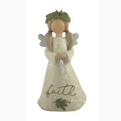 228-13432 FAITH CHRISTMAS ANGEL WITH GREENS & PINECONES