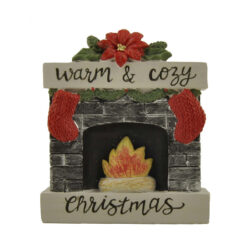 228-13488 WARM & COZY CHRISTMAS FIREPLACE WITH STOCKINGS