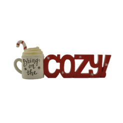 228-13489 COZY MESSAGE BLOCK WITH CANDY CANE & HOT COCOA