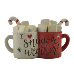 228-13492 COZY CHRISTMAS SNUGGLE WEATHER HOT COCOA MUGS WITH CANDY CANES