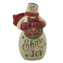 228-13496 COZY CHRISTMAS SHARE THE JOY SNOWMAN WITH WREATH