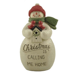 228-13500 COZY CHRISTMAS SNOWMAN HOLDING BIRDHOUSE