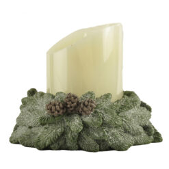 228-13511 LED CANDLE WITH CHRISTMAS GREENS & PINECONE BASE