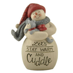 228-13519 CHRISTMAS SNOWMAN HOLDING CAT FIGURINE