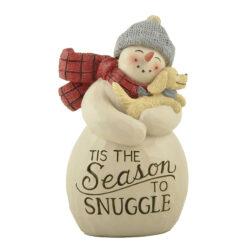 228-13520 CHRISTMAS SNOWMAN HOLDING DOG FIGURINE