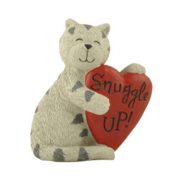 228-13522 SNUGGLE UP CAT WITH RED HEART FIGURINE