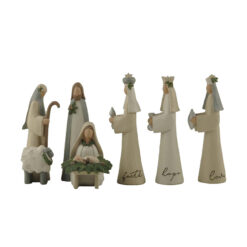 228-13535 S/5 NATIVITY SCENE WITH CHRISTMAS GREENS