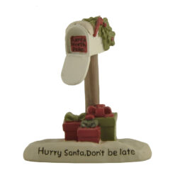 228-13549 MAILBOX WITH CHRISTMAS GREENS & PRESENTS FIGURINE