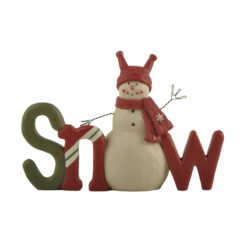 228-13554 SNOW MESSAGE BLOCK WITH CHRISTMAS SNOWMAN
