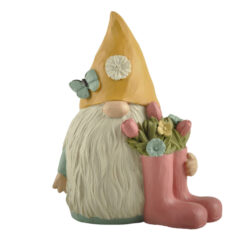 231-13678 GARDEN GNOME WITH ORANGE HAT & PINK BOOTS