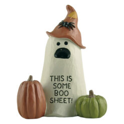 236-13687 Ghost with  2 Pumpkins-THIS IS SOME BOO SHEET!