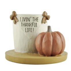 236-13695 Flower pot with Pumpkin on Wooden base