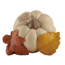 236-13758 "BLESSED FRIENDS FOREVER" White Pumpkin with Fall Leaves