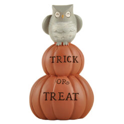236-13855 STACKED PUMPKINS W/OWL-TRICK OR TREAT