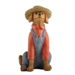 2366-13838 BROWN DOG W/RED SHIRT &OVERALLS