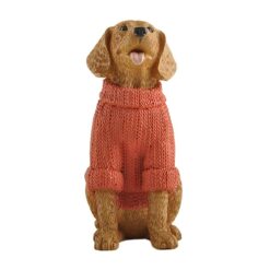 2366-13839 BROWN DOG W/RED SWEATER