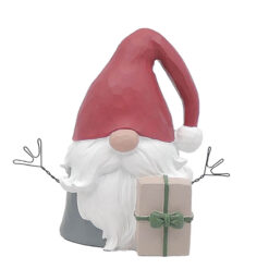 238-13767 SANTA GNOME-CHRISTMAS PRESENT W/ GREEN BOW
