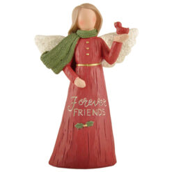 238-13779 FOREVER FRIENDS ANGEL W/CHRISTMAS HOLLY & RED BIRD