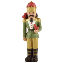 238-13780 NUTCRAKCER FIGURINE W/RED & GOLD HAT & BIRDS