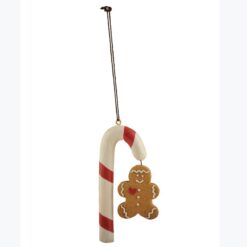 238-52090 CANDY CANE W/GINGERBREAD CHRISTMAS ORNAMENT