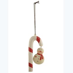 238-52091 CANDY CANE W/SNOWMAN CHRISTMAS ORNAMENT